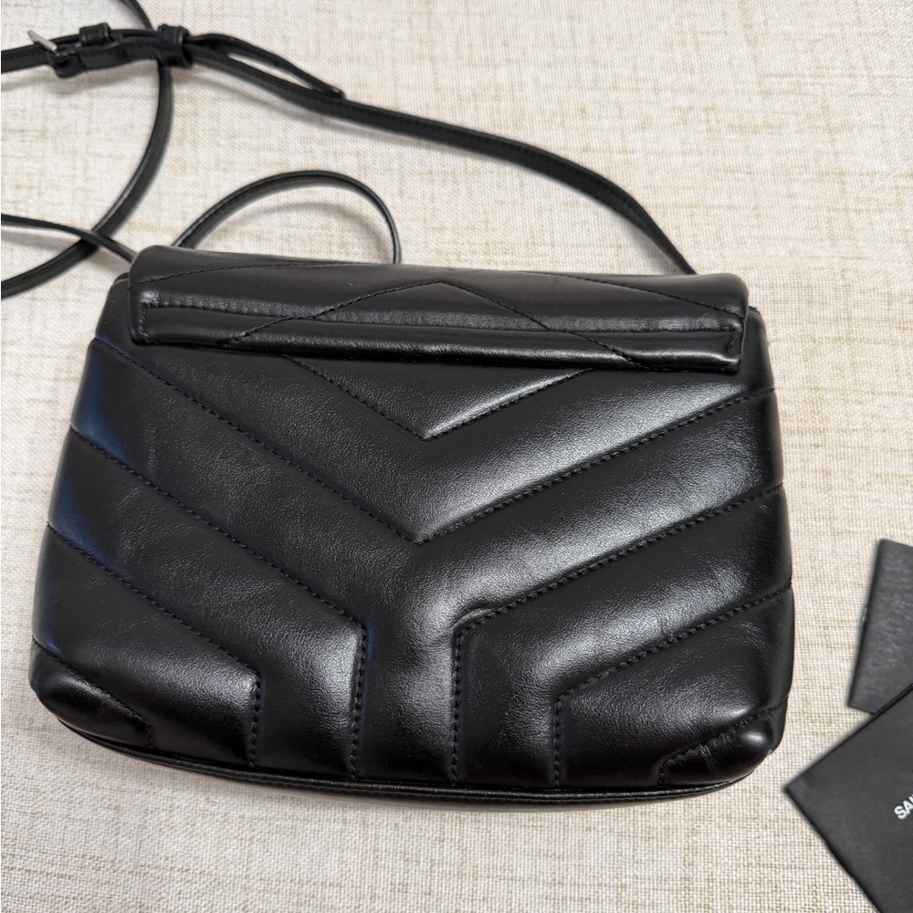 SAINT LAURENT Toy Loulou Calfskin Y Quilted Monogram Crossbody Bag - Picture 14 of 16